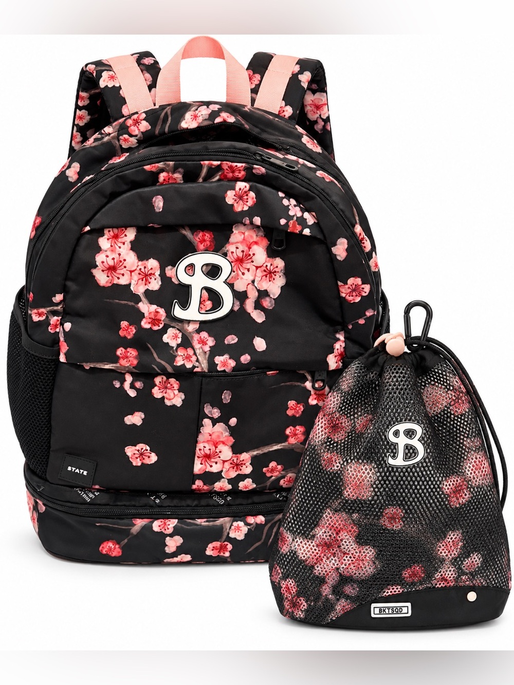 STATE Bags BKTSQD Black Pink Cherry Blossom Floral Backpack Set